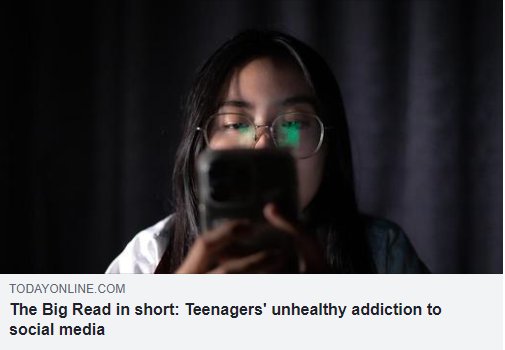 The Big Read in short Teenagers unhealthy addiction to social media