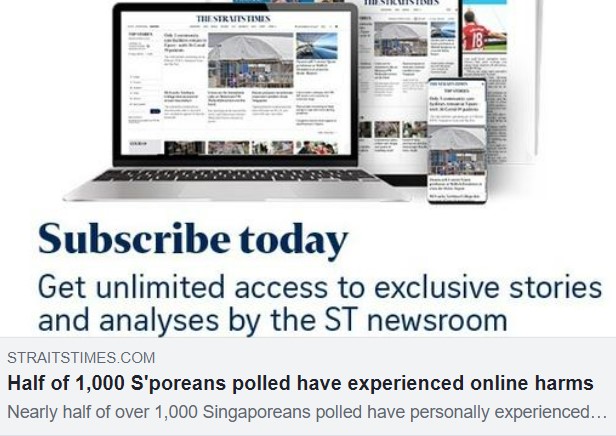 Half of 1000 Sporeans polled have experienced online harms
