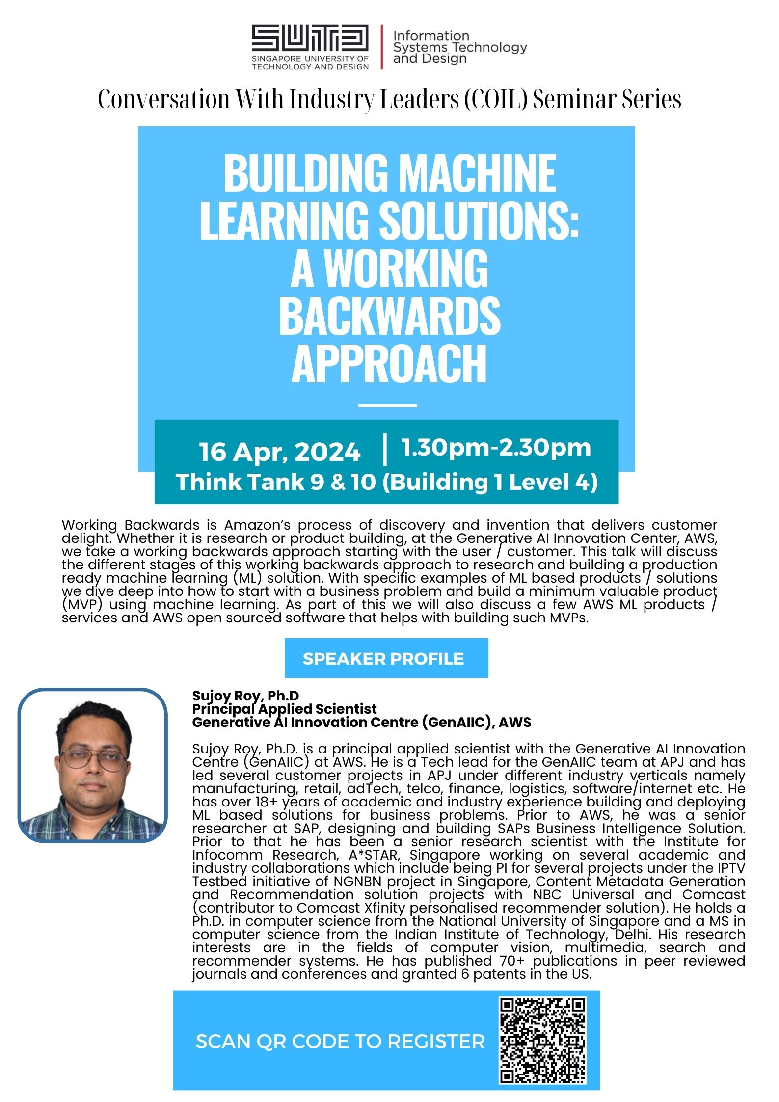 Sujoy Roy AWS Building Machine Learning Solutions A Working Backwards Approach