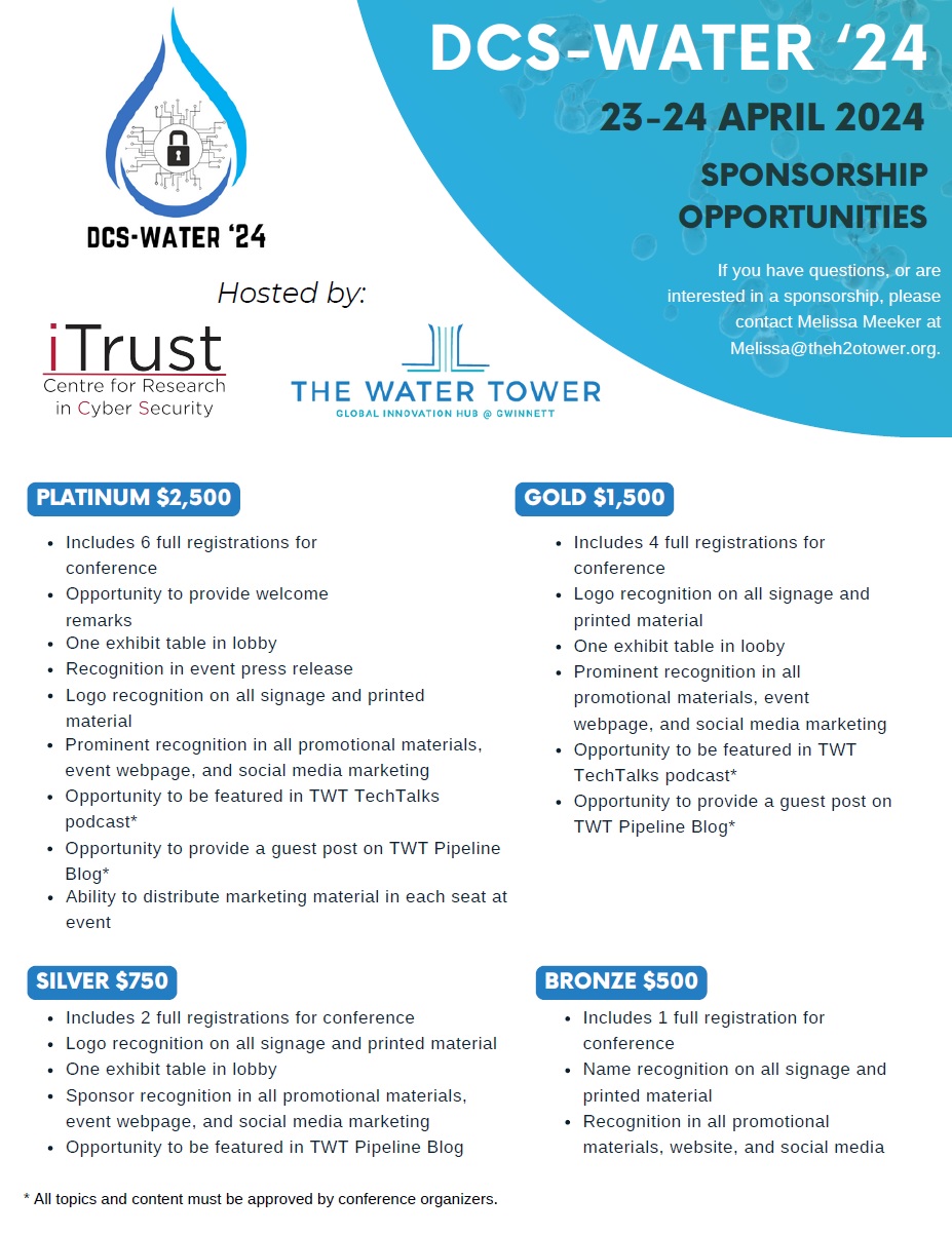 Sponsorship information for the DCS-Water24 Conference