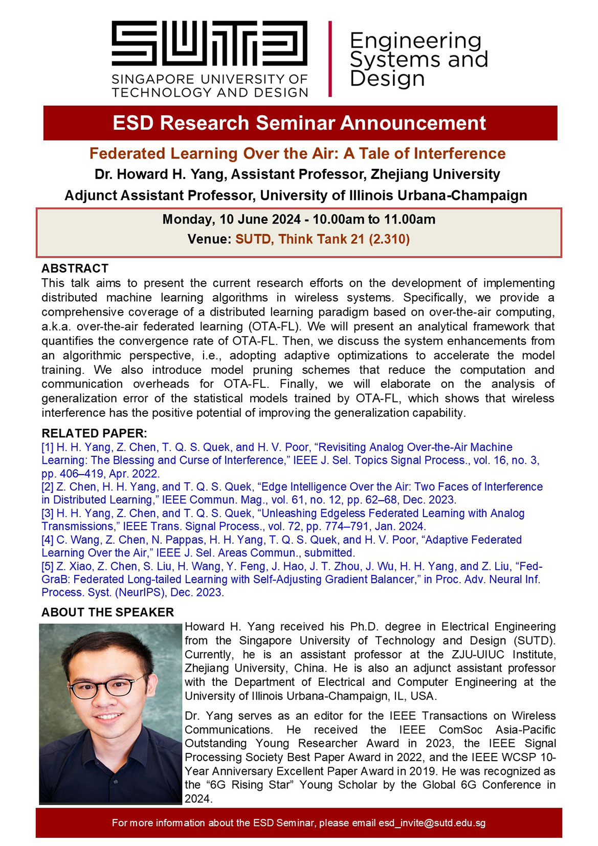Howard H. Yang (Zhejiang University) - Federated Learning Over the Air: A Tale of Interference