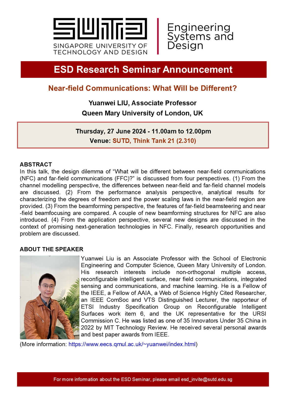 Yuanwei Liu (Queen Mary University of London) - Near-field Communications: What Will be Different?