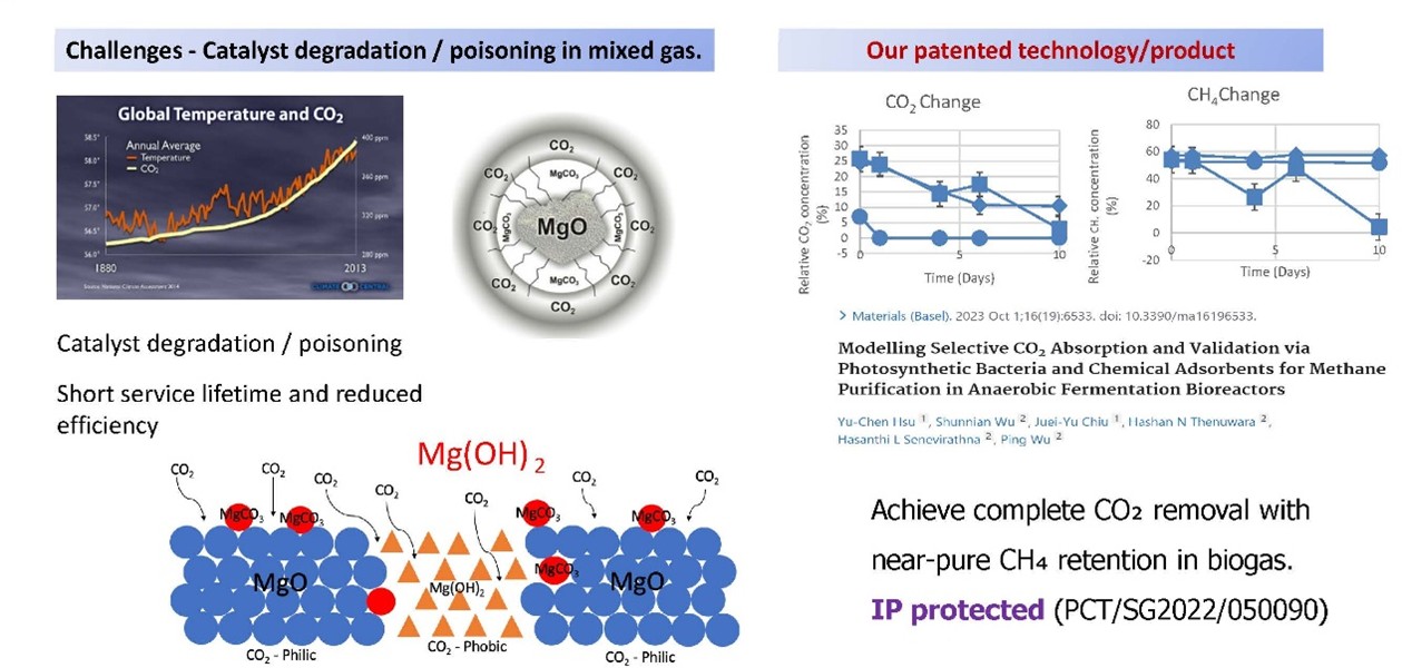 Comprehensive CO2 reduction and methane purification in anaerobic fermentation bioreactors via a hybrid approach of photosynthetic bacteria and chemical adsorbents